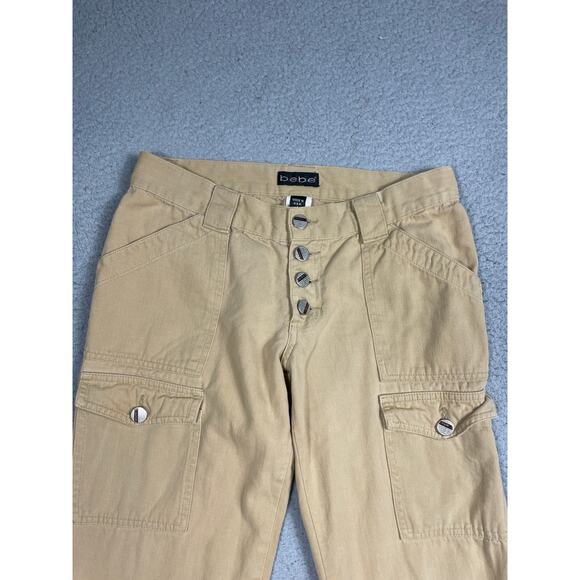 Vintage Y2K Bebe Womens Size 4 Tan Cargo Button Fly Pants - Picture 8 of 11
